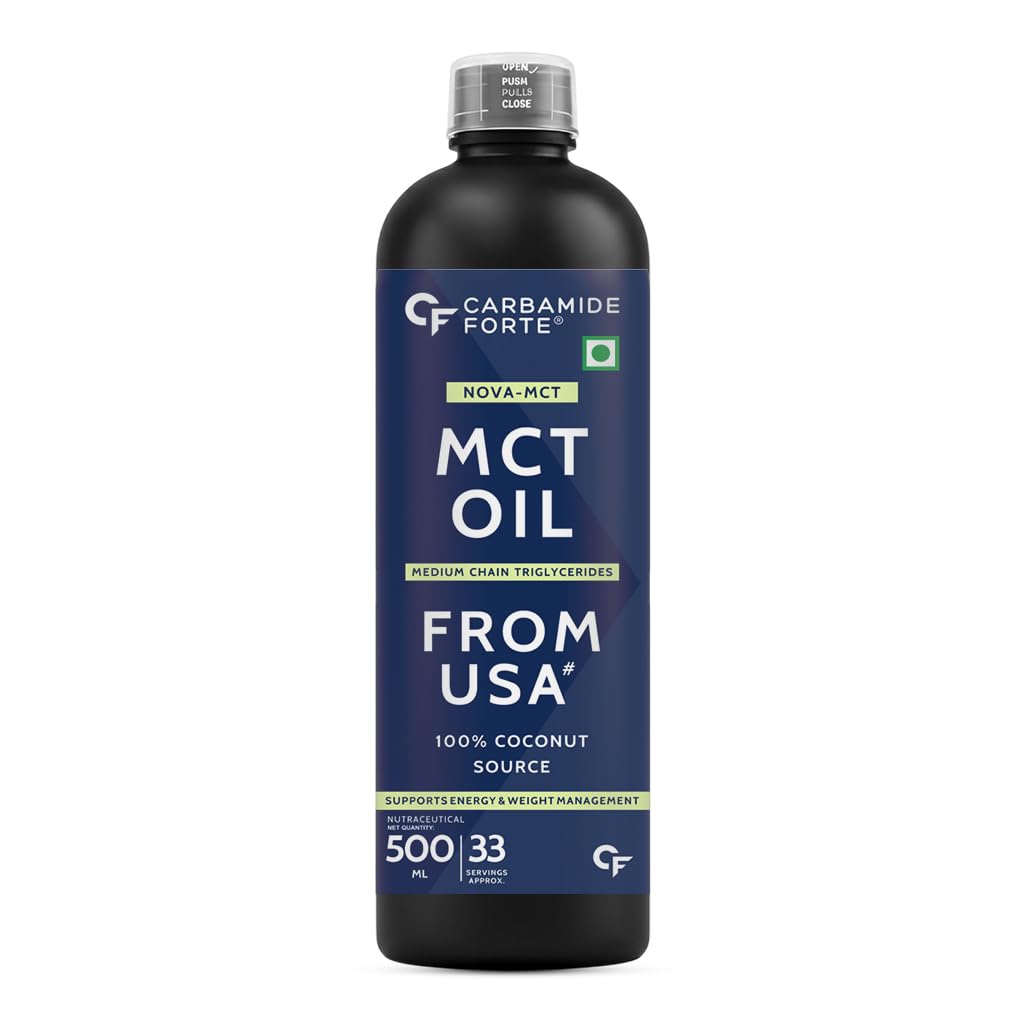Carbamide Forte Pure MCT Oil C8 From USA | 100% Coconut Source | MCT Oil Keto & Paleo Friendly | Vegetarian – 500ml