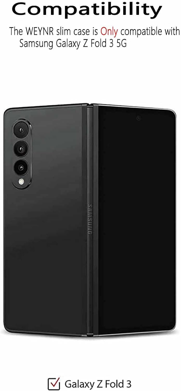 for Galaxy Z Fold 3 Case,Samsung Fold 3 PU Leather Shockproof Anti-Scratch Flip Bumper Phone Case Cover for Samsung Galaxy Z Fold3 5G 2021-Black Clear