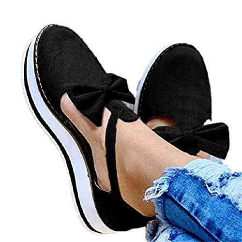 Aniywn Espadrille Platform Sandals, Women s Ankle Straps Wedges Sandals Casual Summer Closed Toe Sandals Black