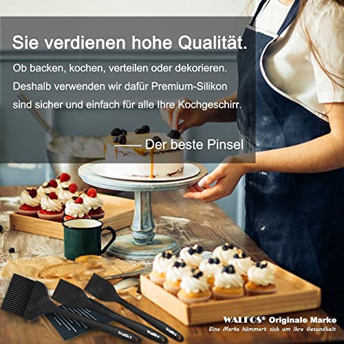 Walfos Silikon-Backpinsel, 3er-Set, hitzebeständiger Silikon-Backpinsel Küchenpinsel zum Kochen BBQ Grillen,Lebensmittelqualität Silikonpinsel und BPA-frei