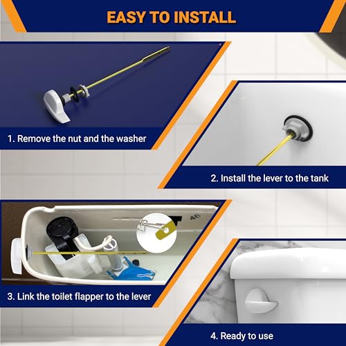 Image of Side Mount Toilet Handle Replacement, Compatible with American Standard, Kohler, TOTO, Gerber and Most Side Mount Toilet Tanks - White