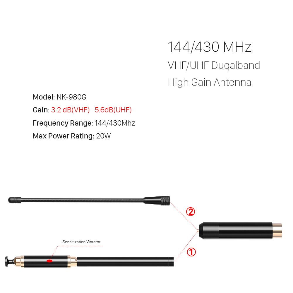 NKTECH Dual Band Antenna High Gain SMA-Male For TYT MD-380 MD - View #6