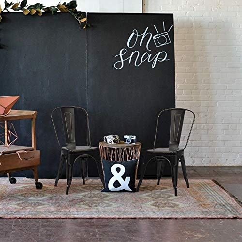 Image of Furmax Metal Dining Chair Indoor Outdoor Use Stackable Chic Side Classic Trattoria Metal Chairs Set of 4 for Kitchen, Dining Room, Bistro and Cafe (Gold Black)