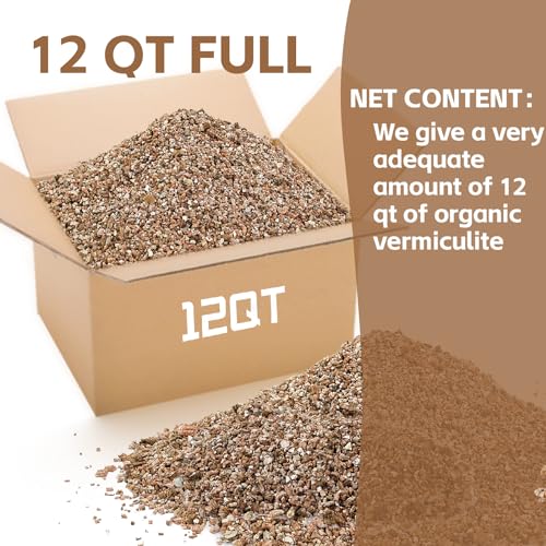 ANSTEEP 12QT Vermiculite, 2-4mm Fine Grade Horticultural Vermiculite for Plants and Gardening, Vermiculite Bulk houseplants Mushrooms to Maintain Soil Moisture and Plant Growth