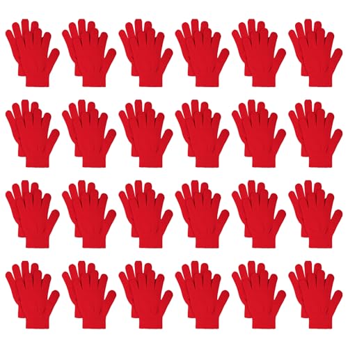jiebor 24 Pairs Warm Kids Winter Knit Gloves for Kids Boys Girls Children Gift