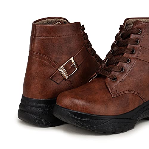 Image of DICY Shoes for Women Girls Boots High Ankle Flat Heel Snakers for Ladies Casual Juta