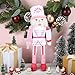 Lunmon 12 Inch Nutcracker Stuffed Plush Doll Gifts for Christmas Xmas Holiday Gifts Home Party Table Centerpieces(Pink Nutcracker)
