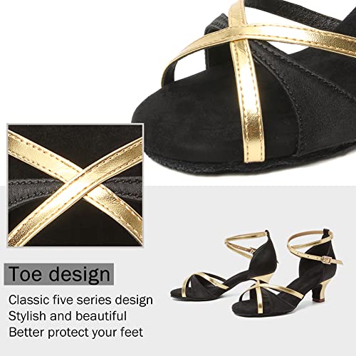 YKXLM Latin Dance Shoes Ballroom Women Salsa Tango Performance Practice Dancing Shoes,2593