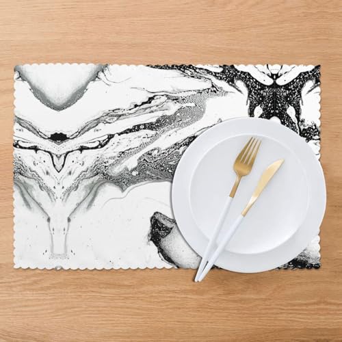 Sets de table imprimé marbre noir et blanc au design chic et moderne - 8