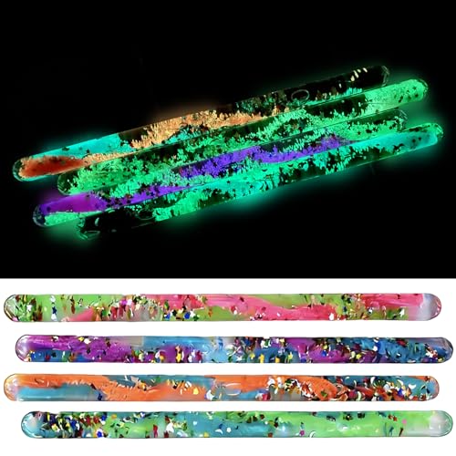 Omuyasi Jumbo Spiral Glitter Wand for Kids, Glow in The Dark Sensory Toys, Anxiety Relief Items, Calm Down Corner Supplies, Magic Wand for Costume Accessory, Princess Fairy Wizard Party Favors