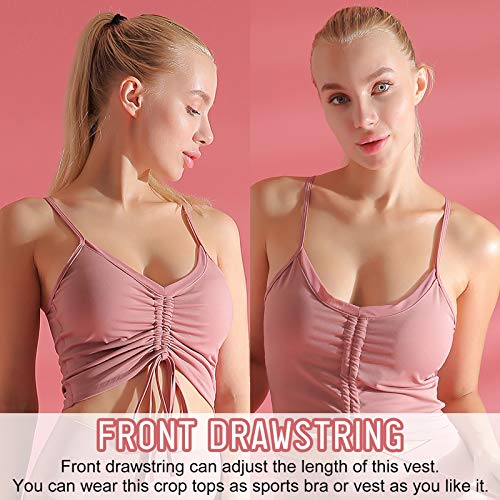 pedkit Sutiã esportivo feminino com alças finas regata tops frentes com cordão e decote em V