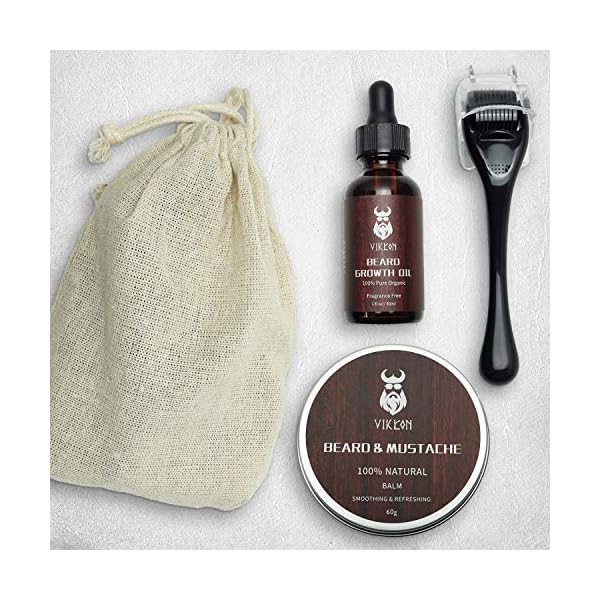Beard Growth Kit, VIKICON Bartpflege Set, Bartwachstum Kit für Männer, Bart Derma Roller Bartwachstum Serum Öl Bart… – Bild 7