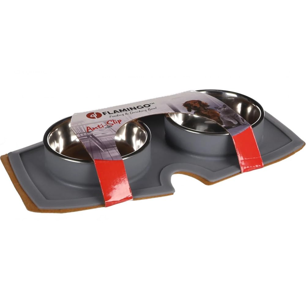 Flamingo - 410 ml Bowl And Drinking Bowl with Non-Slip Silicone Mat