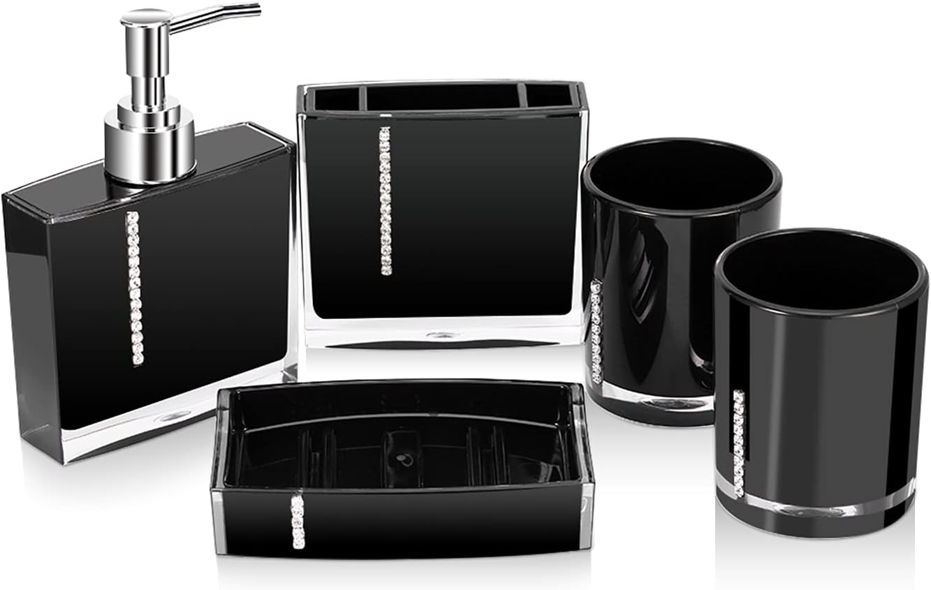 AYNEFY Bathroom Accessories Set of 5 Modern Bathroom Accessories with ...