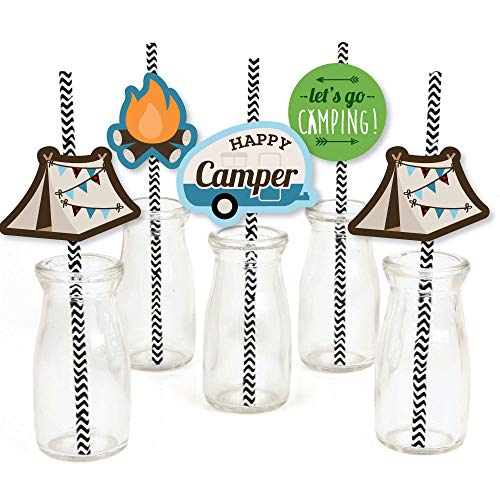Pitillos decorativos de papel happy camper set 24 miniatura 1