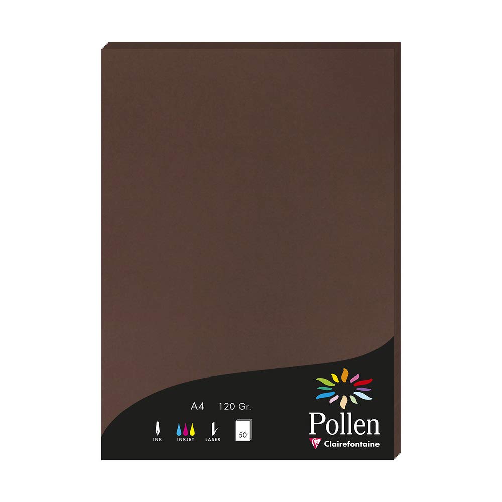 Clairefontaine 4202C Wallet of 50 Sheets Format A4 (21x29,7cm) 120gsm Cocoa colour Invitation Paper Events Correspondence Pollen range Smooth Premium Paper