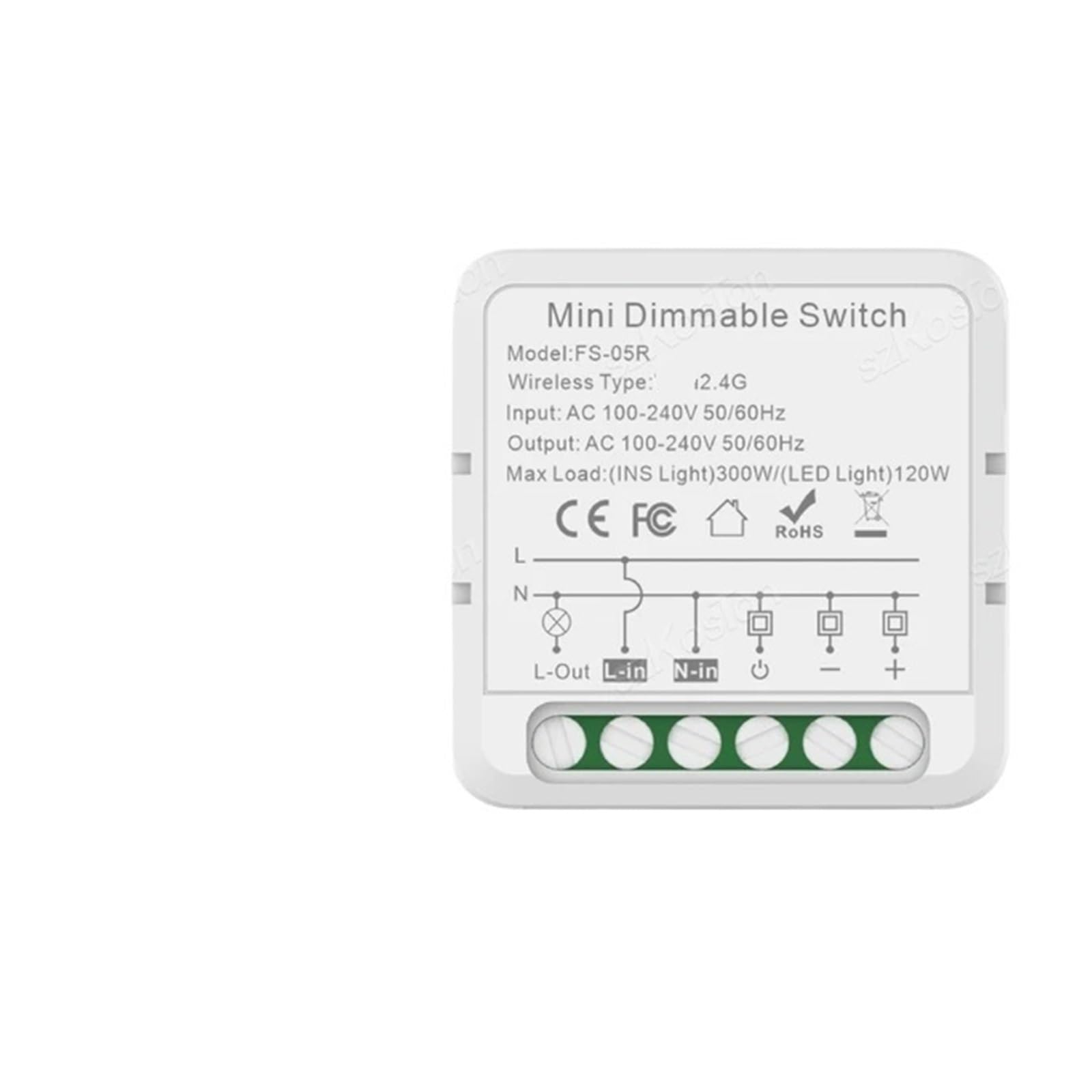 1 módulo de interruptor de atenuación inteligente de 10 A compatible con control de 2 vías 1/2 grupos.(1 Gang)