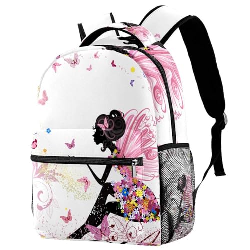 Mochila para niños con diseño de hada, bolsa casual multicolor para la vuelta a clase