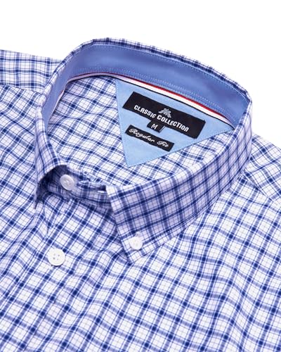 Alimens & Gentle Mens Plaid Short Sleeve Button Down Shirts Cotton Regular Fit Casual Gingham Shirts - Image 3