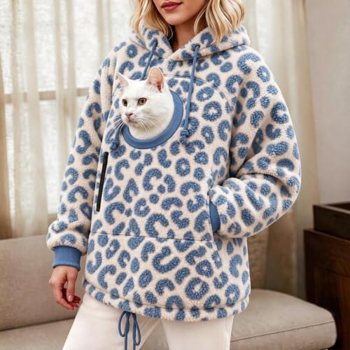 Pet Pouch Hoodie Leopard Print Cat Carrier Hoodies Sherpa Fleece Sweatshirt - image 8