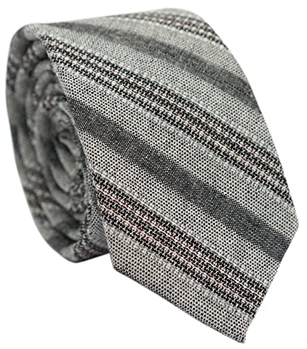 Image of BELLUNO Men's 2.5 inch Skinny Solid Cotton Linen Ties