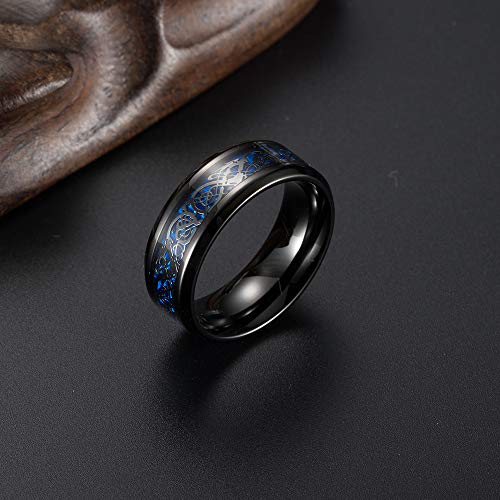 Image of HIJONES Unisex Carbide Fiber Celtic Dragon Spinner Ring Stainless Steel Wedding Spins Band