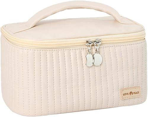 Miniatura 10 de kamumanni Bolsa de maquillaje de viaje, estuche de cosméticos con soporte para brochas de maquillaje, organizador portátil de piel sintética para
