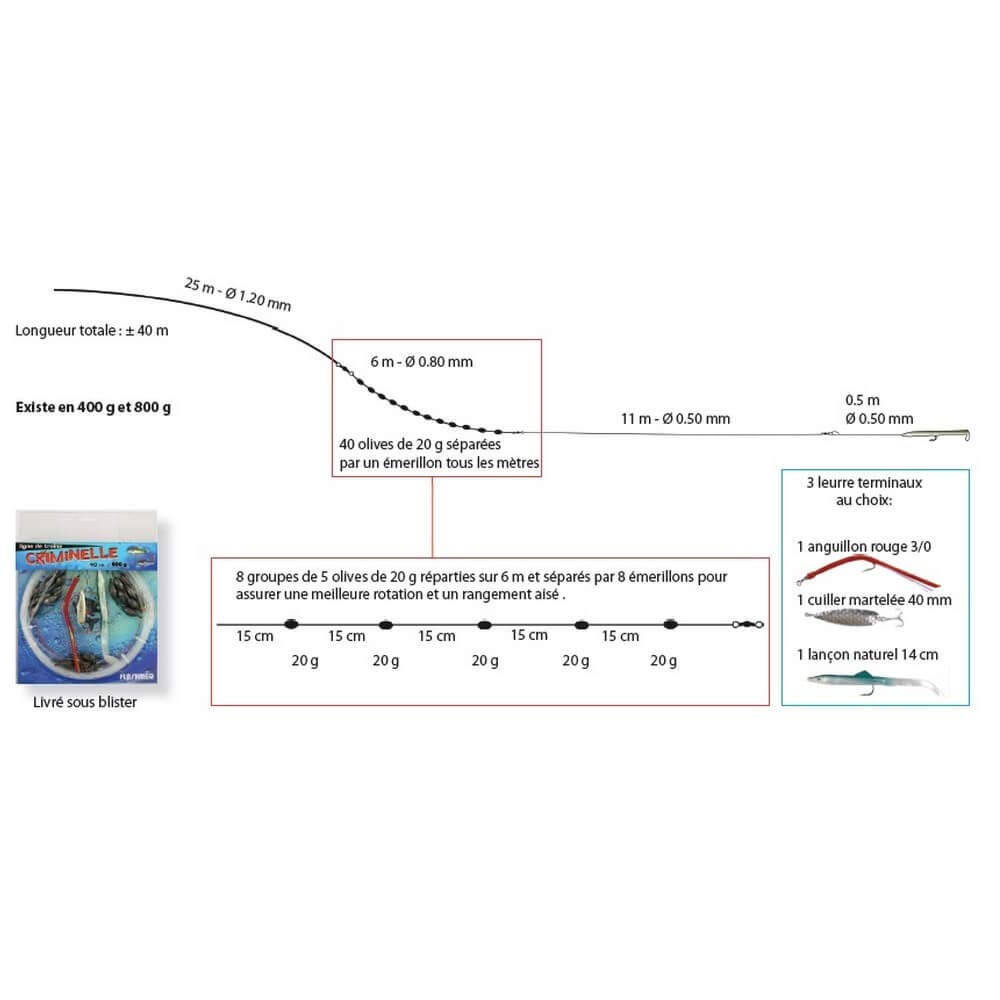 FLASHMER Ligne DE Traine Bateaux (CRIMINELLE - 800g)