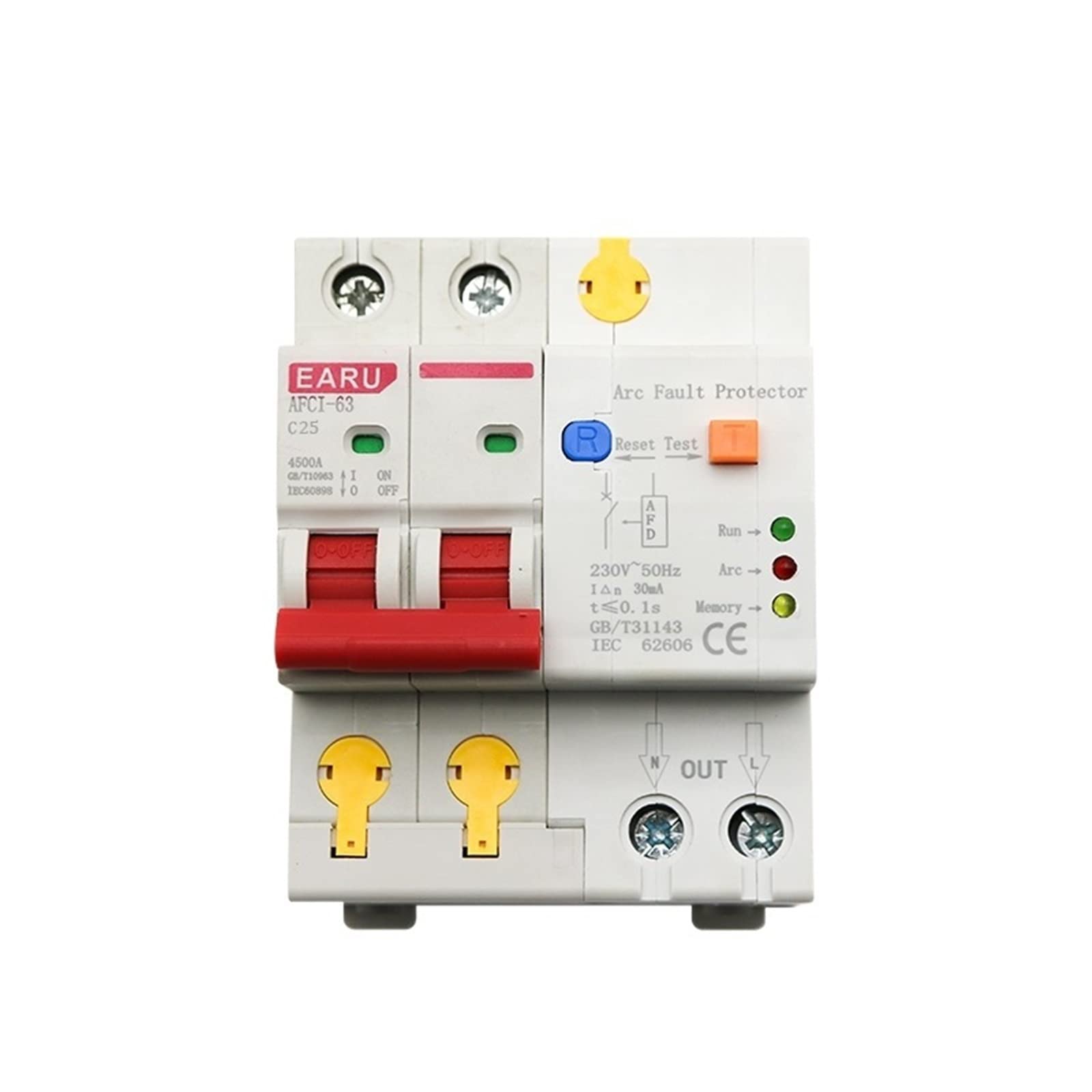 JNVFTCUX 25A 2P AFDD AFCI Arc Fault Protector Dector Circuit Breaker Interrupte Overload Earth Leakage Short Voltage Protection