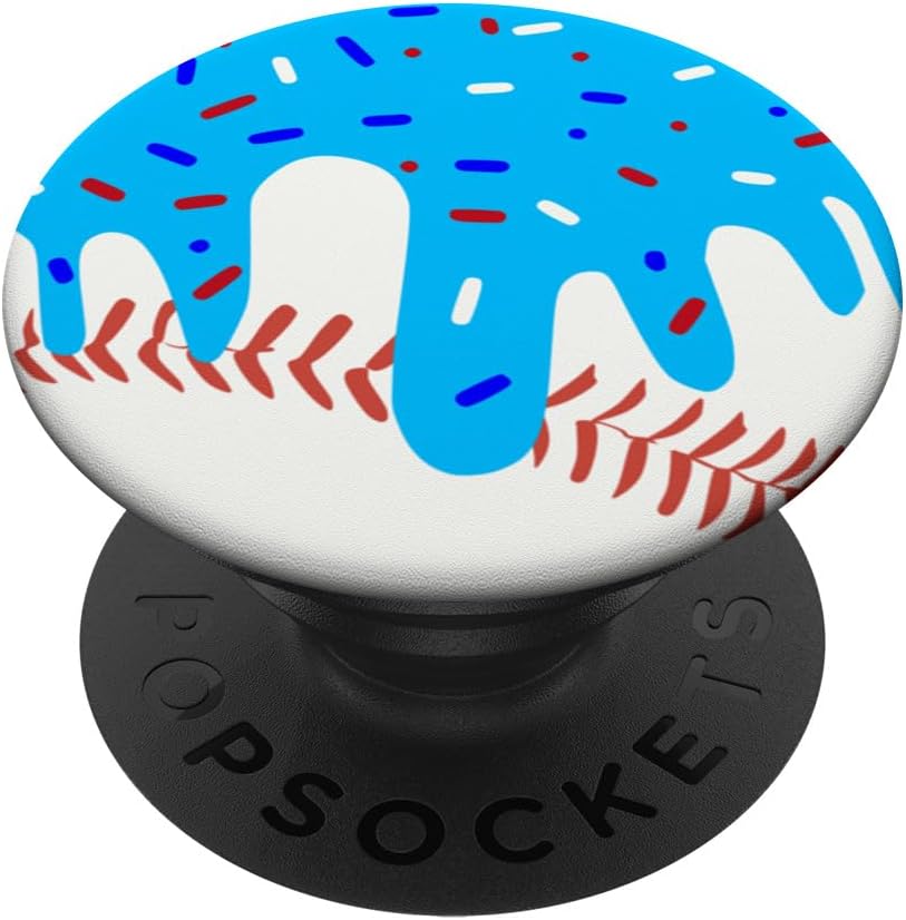 Funny Baseball Ice Cream Drip with Red White Blue Sprinkles PopSockets PopGrip for MagSafe