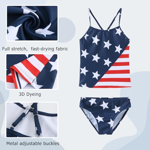 Image of Girls Two Piece Tankini Swimsuits Tie Dye Bathing Suit Kids Hawaiian Swimwear Set 3-16 Years