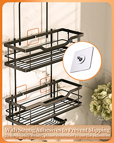 image for SWTYMIKI Shower Caddy Hanging with 2 Soap Holder + 4 Movable Hooks, 3 