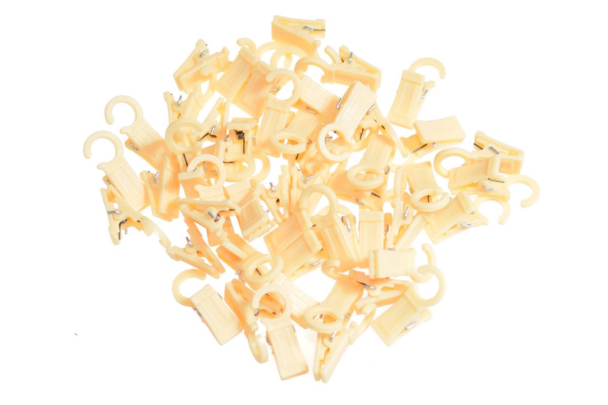 Grenouilles pour rideaux en pin 50 pièces 10 mm de diamètre - Grenouilles pratiques - Crochets pour tringle à rideau - Clips de rideau