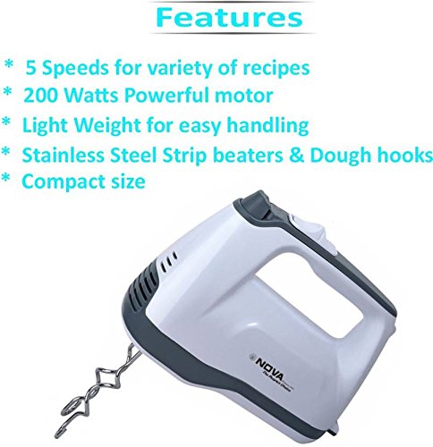 Image of Nova Pro NHM-2108 200 Watt Hand Mixer (Grey)