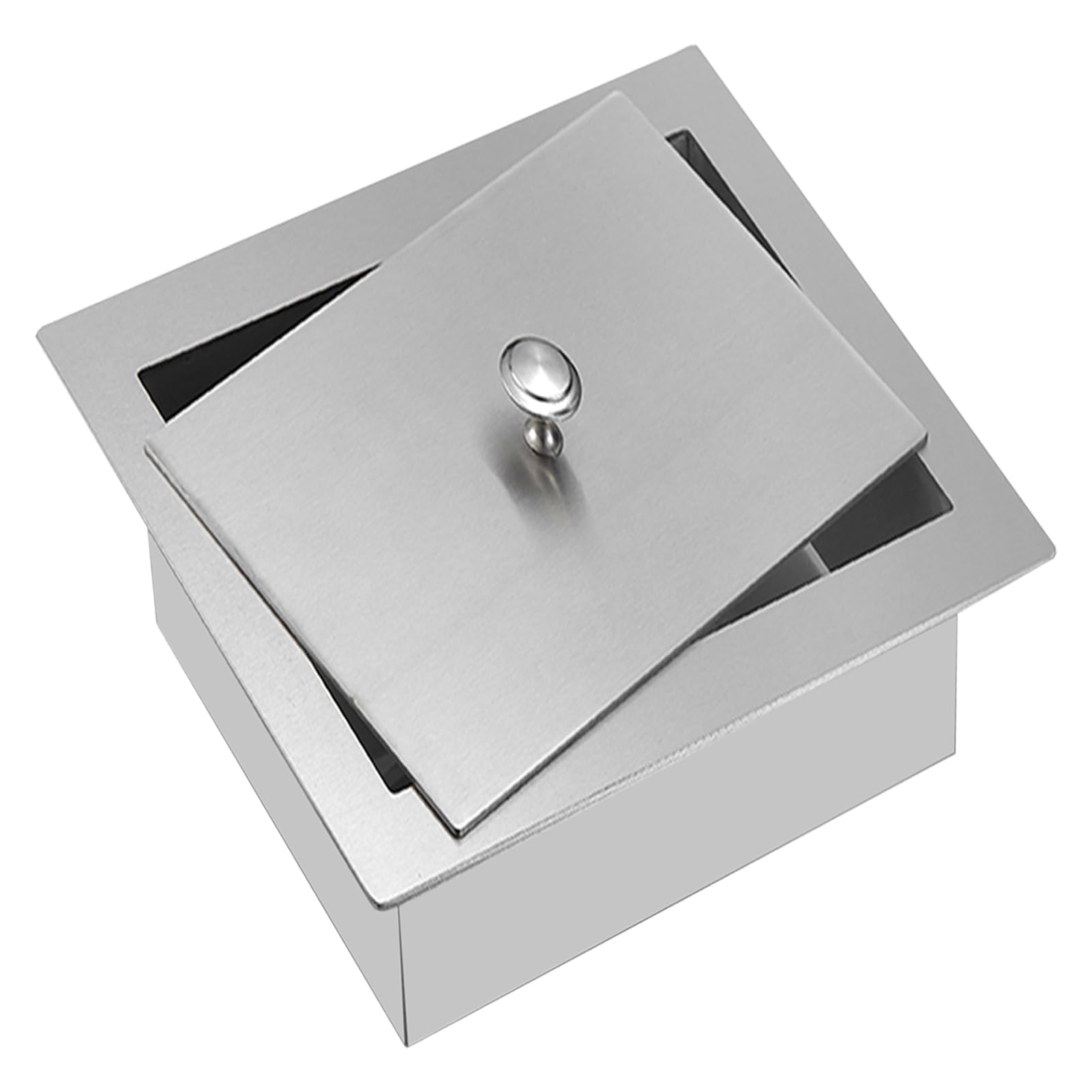 Swing Flap Cover, Square Built-in Countertop Trash Cans, 304 Stainless Steel Flush Bin Cover