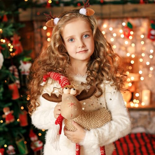 minkissy 2 Stücke Weihnachten Rentier Geweih Stirnband Plüsch Filz Rotwild Ear Elk Horn Hairband Krone Haarreifen Cosplay Kopfschmuck Für Weihnachten Party Urlaub Hochzeit Geschenk