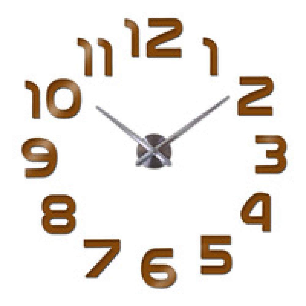 Horloge murale design effet miroir chocolat avec aiguille de quartz fluide