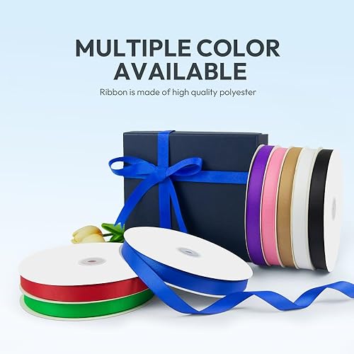 Miniatura 6 de Cinta de grogrén de 58 pulgadas x 100 yardas, cinta negra con carrete, ideal para envolver regalos, ramos florales, manualidades, decoraciones de