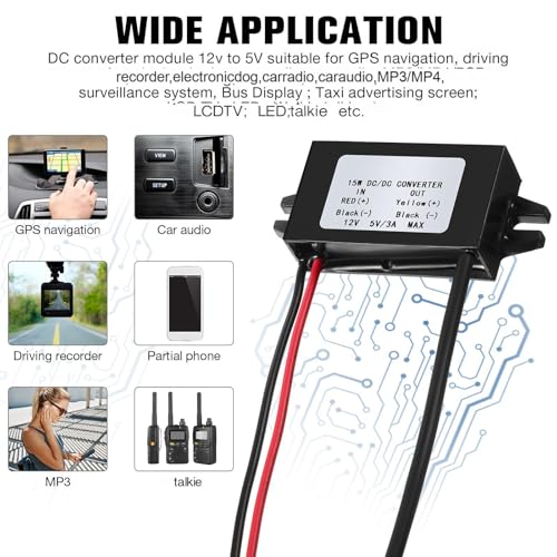 Image of Weewooday 16 Pieces 12v to 5v Dc Converter Buck Module USB Output Power Adapter Dc Car Power Converter Regulator
