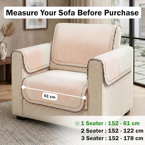 Image of Story@Home Sofa Mat Velvet Sofa Cover 1 Seater (152x61Cm) with Arm Rest Covers | Anti Slip Sofa Cover Velvet for Living Room | Measure Your Sofa & Create Your Own Custom Set - Ombre Cotton Candy