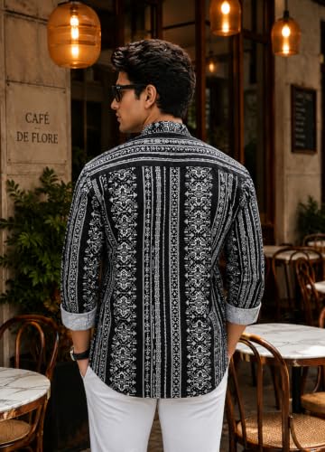 Image of Majestic Man Men's Cotton Regular Fit Short Printed Designer Kurta