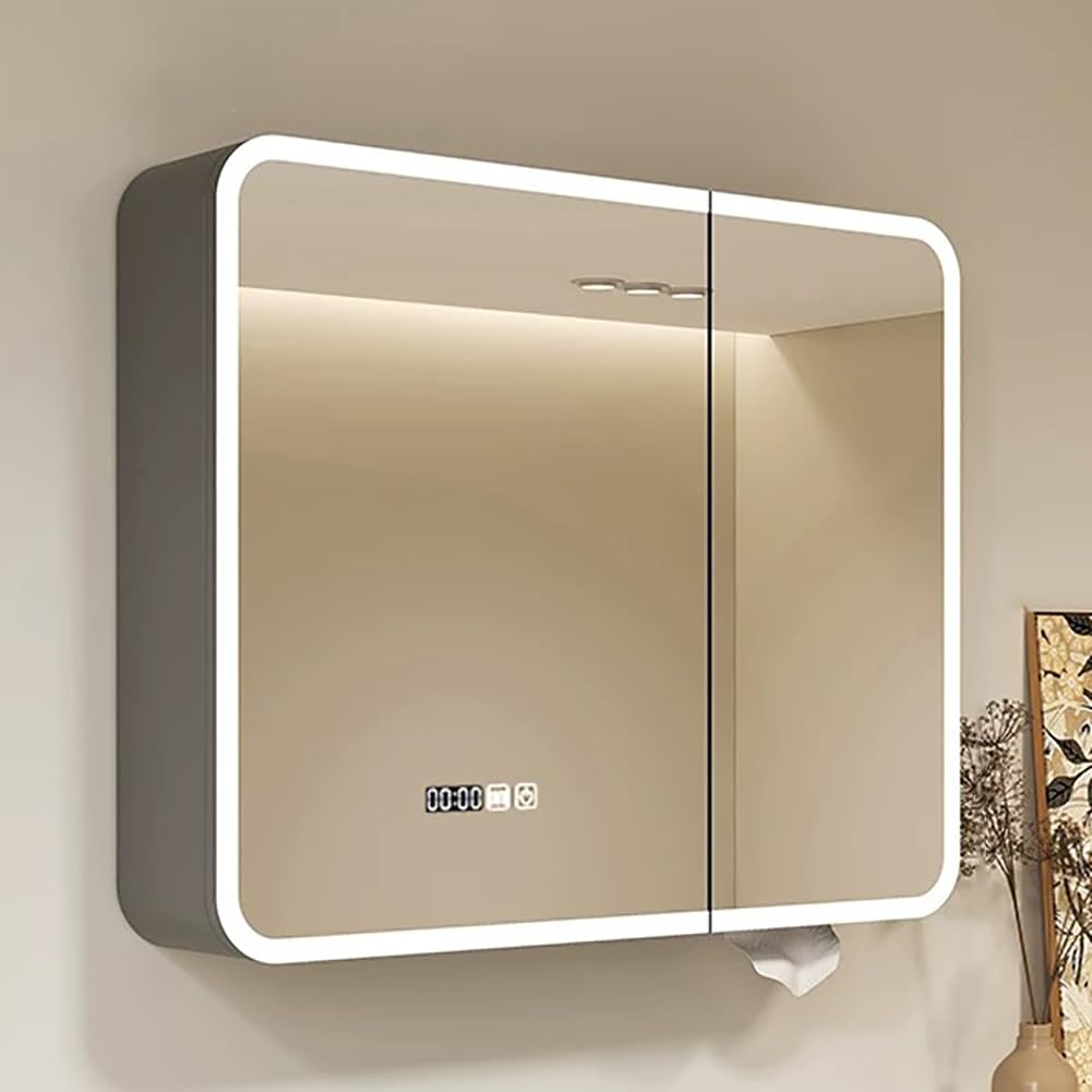 Lustro łazienkowe LED z funkcją przeciwmgielną, montowana na ścianie, rama ze stali węglowej, do użytku domowego, 118 cm