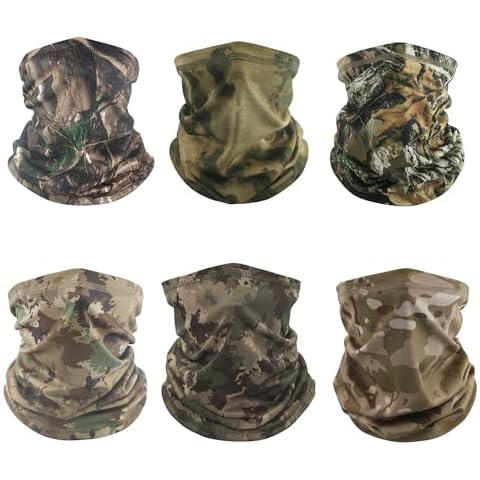 Volein 6-Pack Neck Gaiter Face Mask, Sun Cooling Dust Camouflage Face Shield, Reusable Washable Bandana Cover