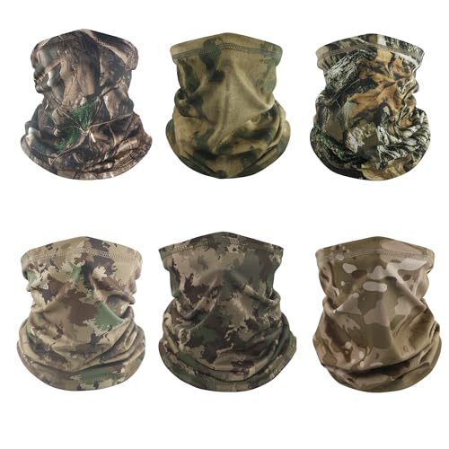 Volein 6-Pack Neck Gaiter Face Mask Sun Cooling Dust Camouflage Face Shield Reusable Washable Bandana