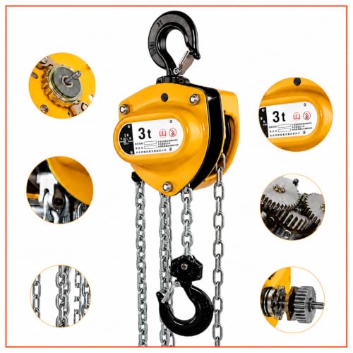 Image of Hartley HS-C Type 3 Ton Chain Pulley Block, 6 Meter Lift, 6 mm Load Chain | Double Fall Manual Chain Hoist | Heavy Duty Alloy Steel Hooks | Material Handling Equipment | Ideal for warehouses, factories, construction sites, and maintenance. Perfect for machinery installation and moving cargo.