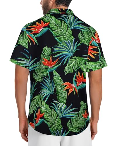 Image of Men Hawaiian Shirt Short Sleeve Summer Beach Button Down Shirts with Pocket