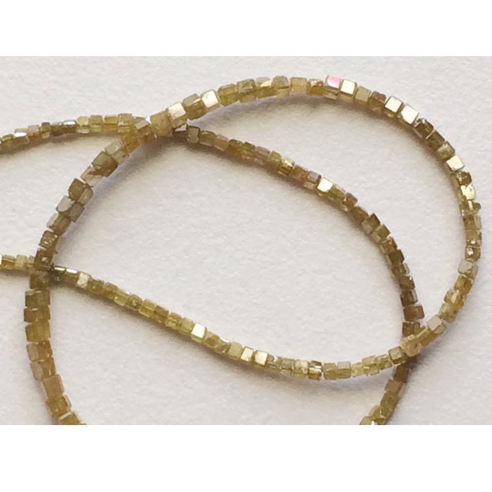 1,5 mm do 2,5 mm Żółte, błyszczące diamenty Kostki w pudełku Fasetowane koraliki diamentowe - Bezkonfliktowe fasetowane kostki Diamenty na biżuterię (4 cale do 16 cali), 1,5 MM - 2,5 MM, 16 cali