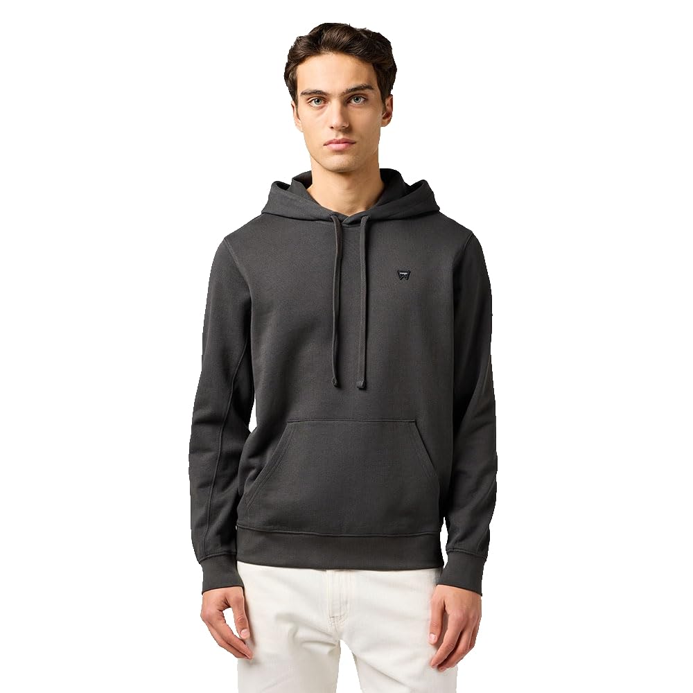 Wrangler Men's Sign Off Hoodie Hooded Sweatshirt, Faded Black, M