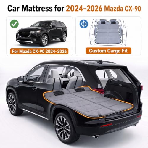 Image of Car Mattress for 2024-2026 Mazda CX-90, Upgraded Non-Inflatable Thickened Foam SUV Car Camping Mattress, Foldable Trunk Sleeping Pad Car Bed Mattress for Road Trips Camping Travel