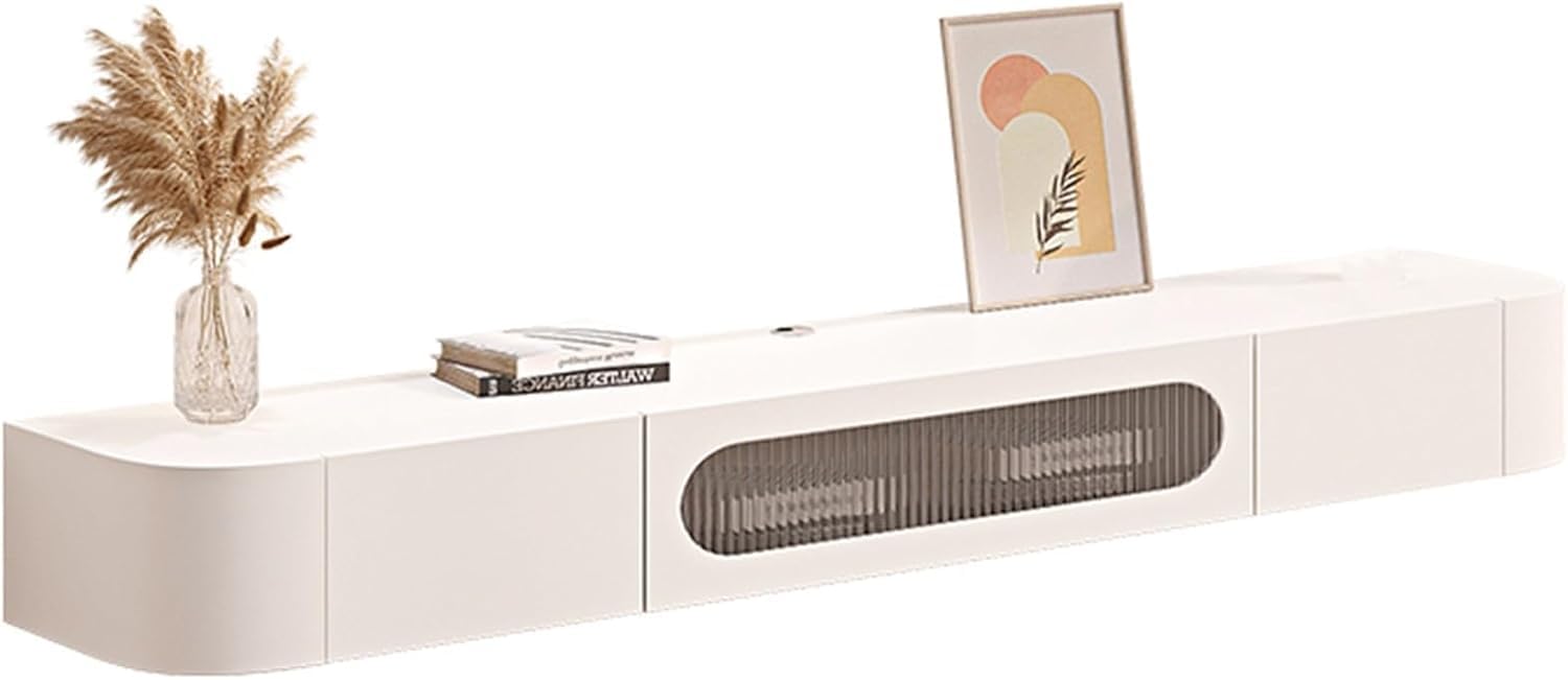 Meuble TV en surplomb blanc moderne pour sublimer vos soirées cinéma en famille